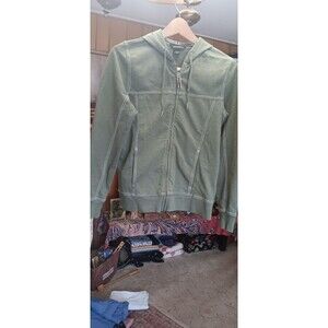 Women's Eddie Bauer size S green zip-up hoodie jacket sweatshirt cotton